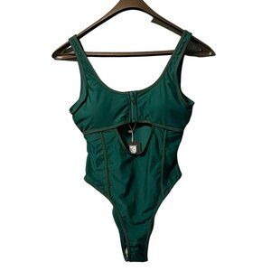 Shekini One Piece Swimsuit Size‎ Medium Zip Up Chest NWT Beach Travel Vacation